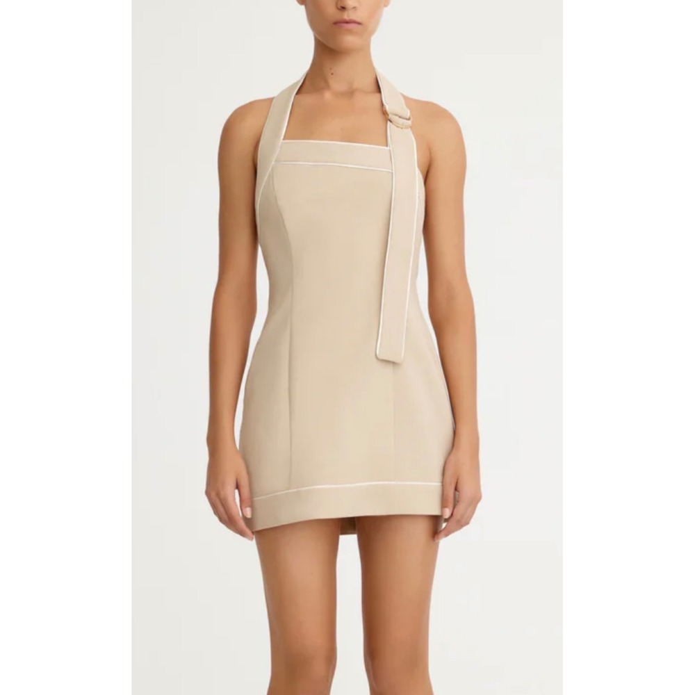 NEW SIGNIFICANT OTHER Abrielle‎ mini dress Anthropologie Sand Halter Neck